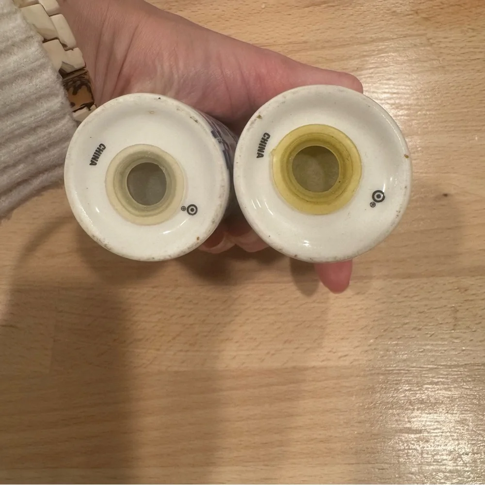 Blue and White Patterned Ceramic Salt and Pepper‎ Shakers